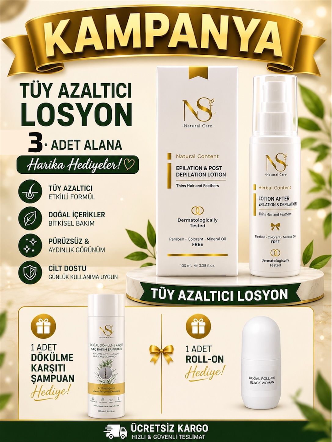 Epilasyon ve Depilasyon Sonrası Tüy Azaltıcı Losyon