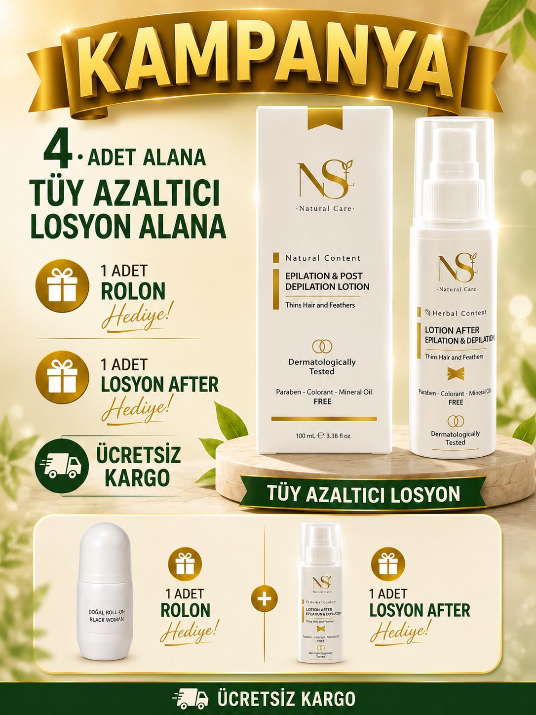 Epilasyon ve Depilasyon Sonrası Tüy Azaltıcı Losyon
